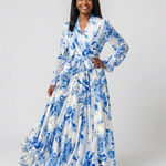 Mirarina | Floral Long Sleeve Wrap Maxi Dress