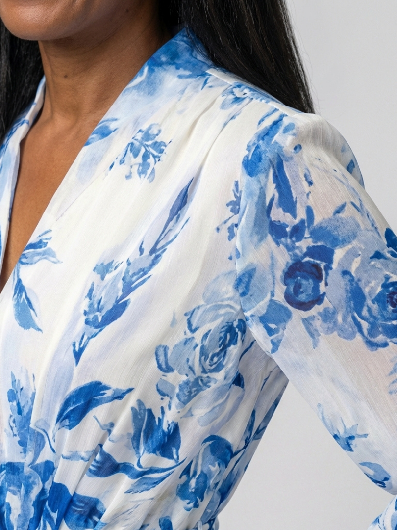 Mirarina | Floral Long Sleeve Wrap Maxi Dress