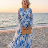 Mirarina | Floral Long Sleeve Wrap Maxi Dress