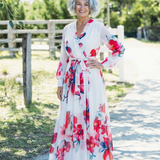 Mirarina | Floral Long Sleeve Wrap Maxi Dress