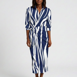 Isabeth | Long Sleeve Printed Midi Wrap Dress