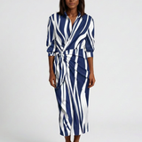 Isabeth | Long Sleeve Printed Midi Wrap Dress