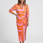 Isabeth | Long Sleeve Printed Midi Wrap Dress