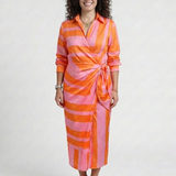 Isabeth | Long Sleeve Printed Midi Wrap Dress