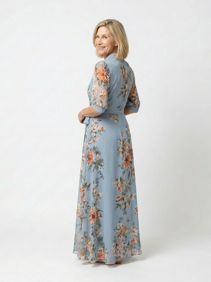 Isavia | Floral Wrap V Neck Maxi Dress