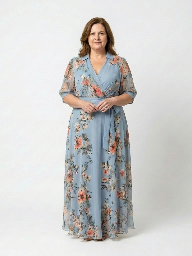 Isavia | Floral Wrap V Neck Maxi Dress