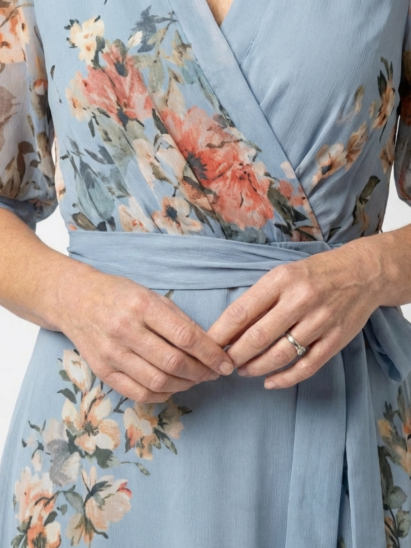 Isavia | Floral Wrap V Neck Maxi Dress