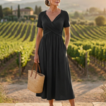Wrennalia | Short Sleeve V Neck Maxi Dress