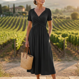 Wrennalia | Short Sleeve V Neck Maxi Dress