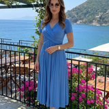 Wrennalia | Short Sleeve V Neck Maxi Dress